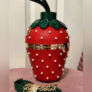 Strawberry Pearl Leather Fashion Handbag Crossbody